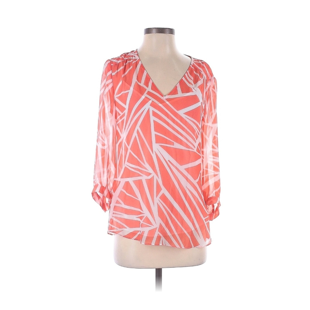 Banana Republic Sheer Top Coral & White Size Medium